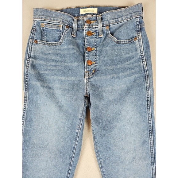 Madewell Size 27 28x28 10" High-Rise Skinny Jeans Dewitt Wash Button Fly - Picture 4 of 14